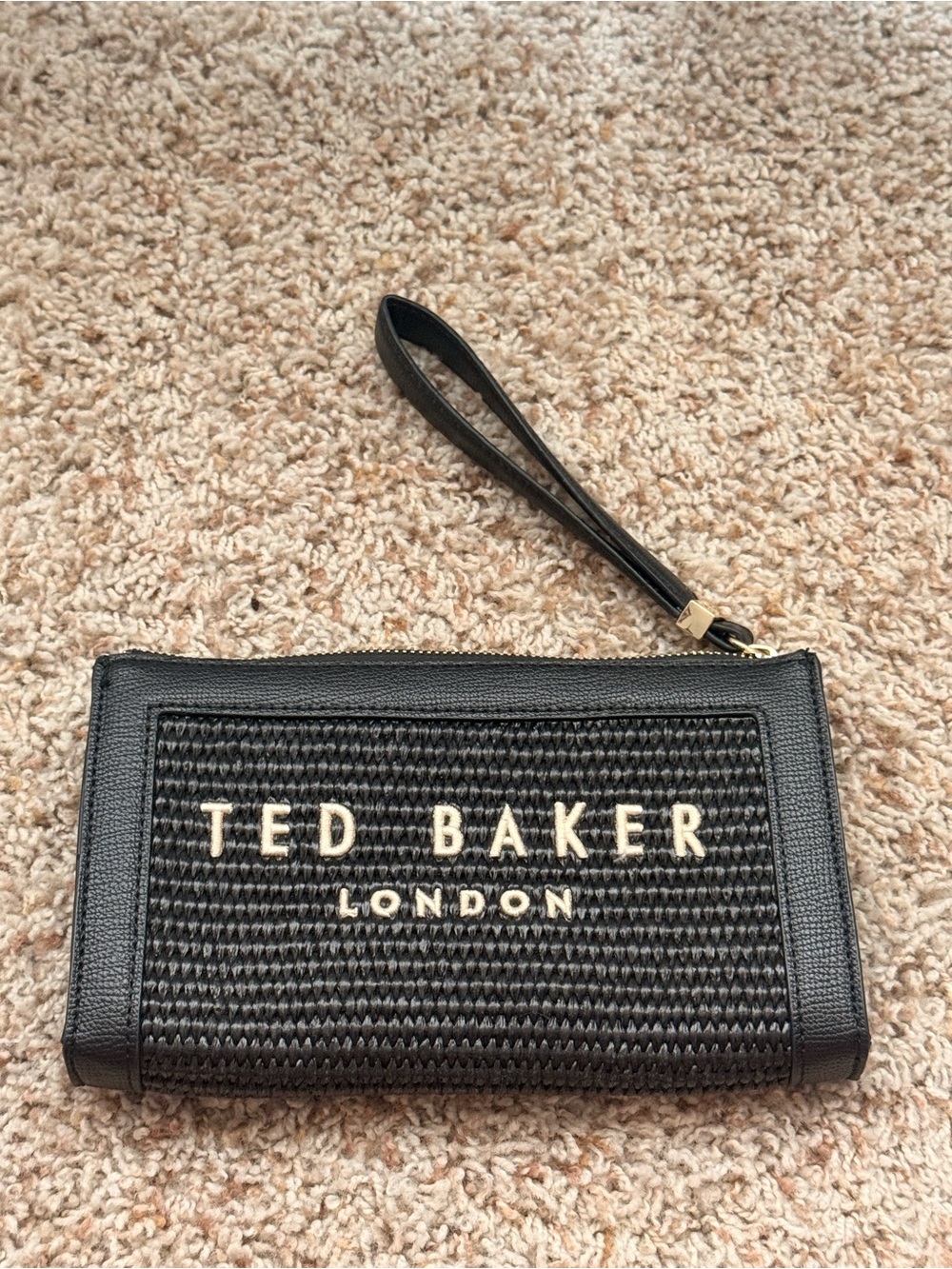 Ted Baker Black Woven Wristlet with Gold Logo
